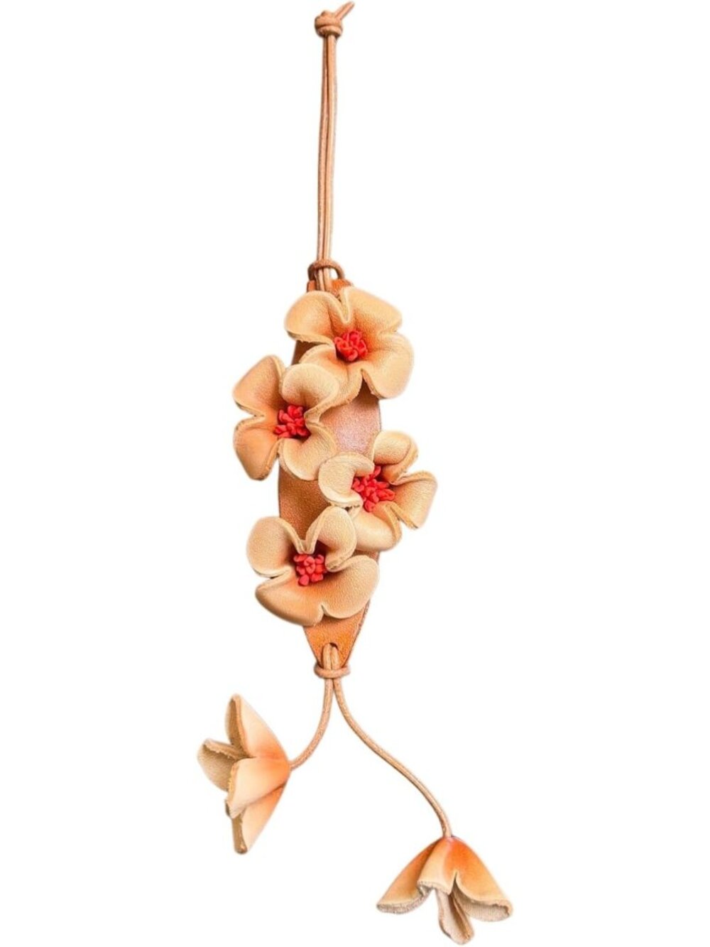 Boho Genuine Leather Flower Keychain | Cute Bag Charm for Handbags & Totes